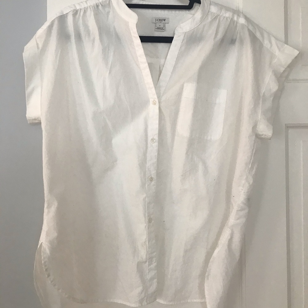 J Crew Short Sleeve White Blouse